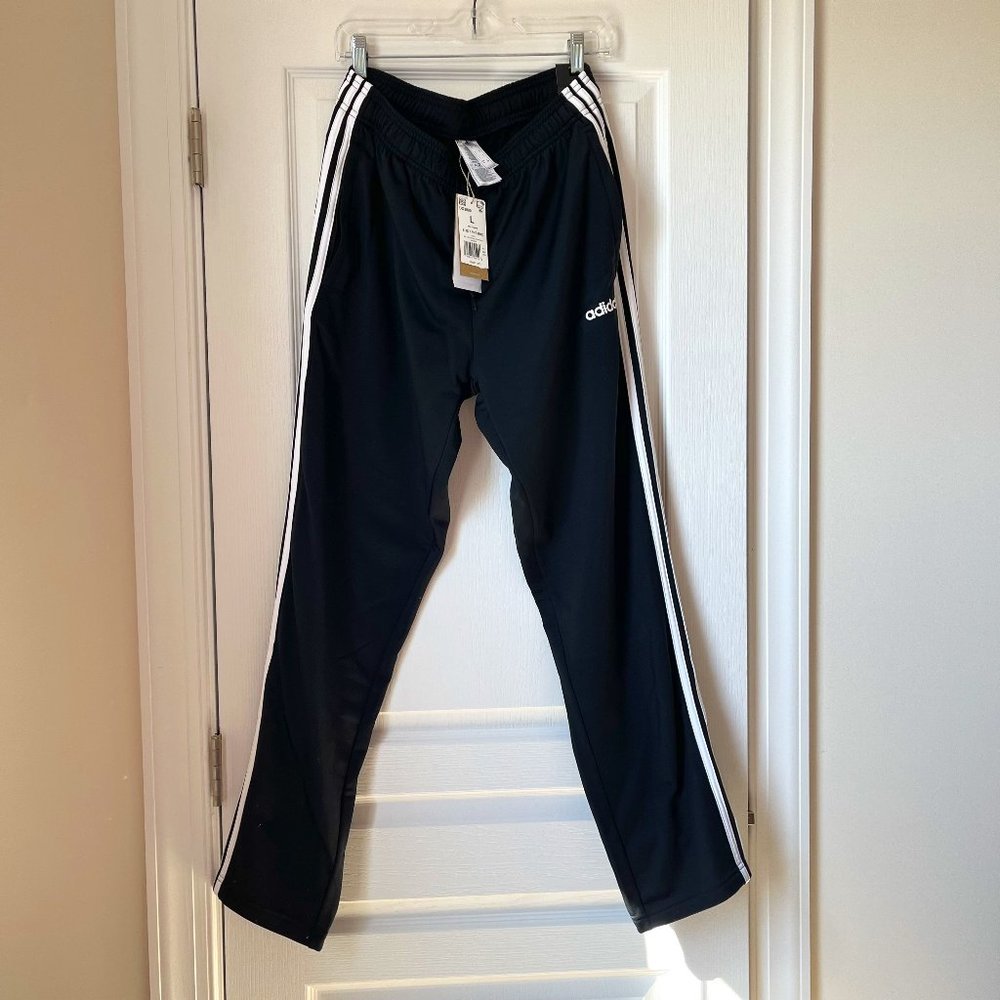 New Men's Adidas Regular Tapered Normal Length Pants Black Size L